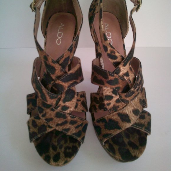 Aldo Sorgatz-24 Leopard Cheetah Print Platform Block Heel Aldo 38 Women's 8 - Picture 6 of 8